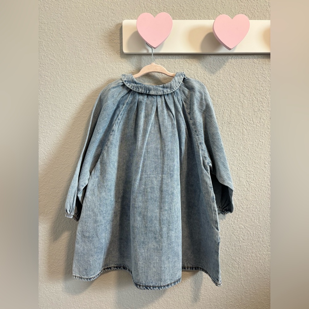 NEXT Kids' Long Sleeve Denim Shirtdress in Blue - Picture 3 of 3